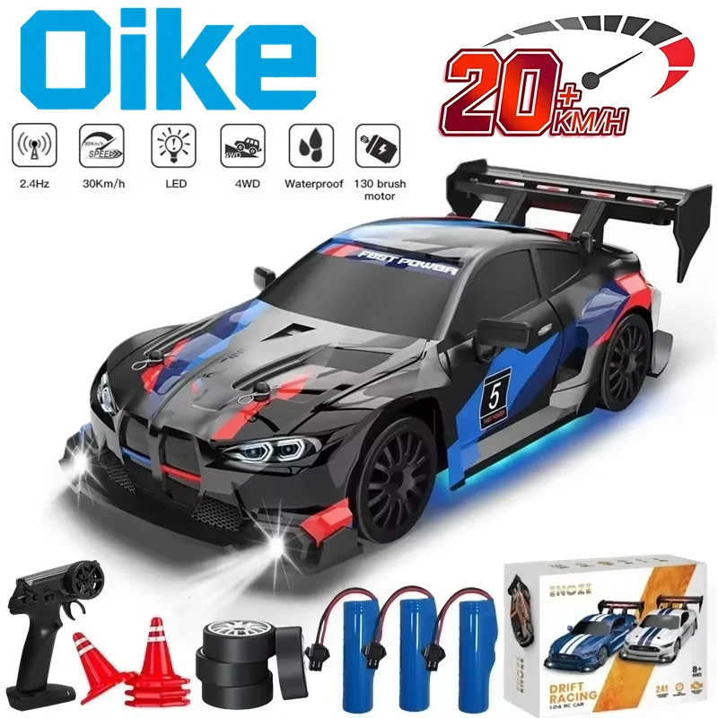 Oike RC Drift Car 2.4G Radio Remote Control Car 4WD 20KM/H High Speed Racing Vehicle 4X4 Off-Road Truck with LED Lights Toy Gift