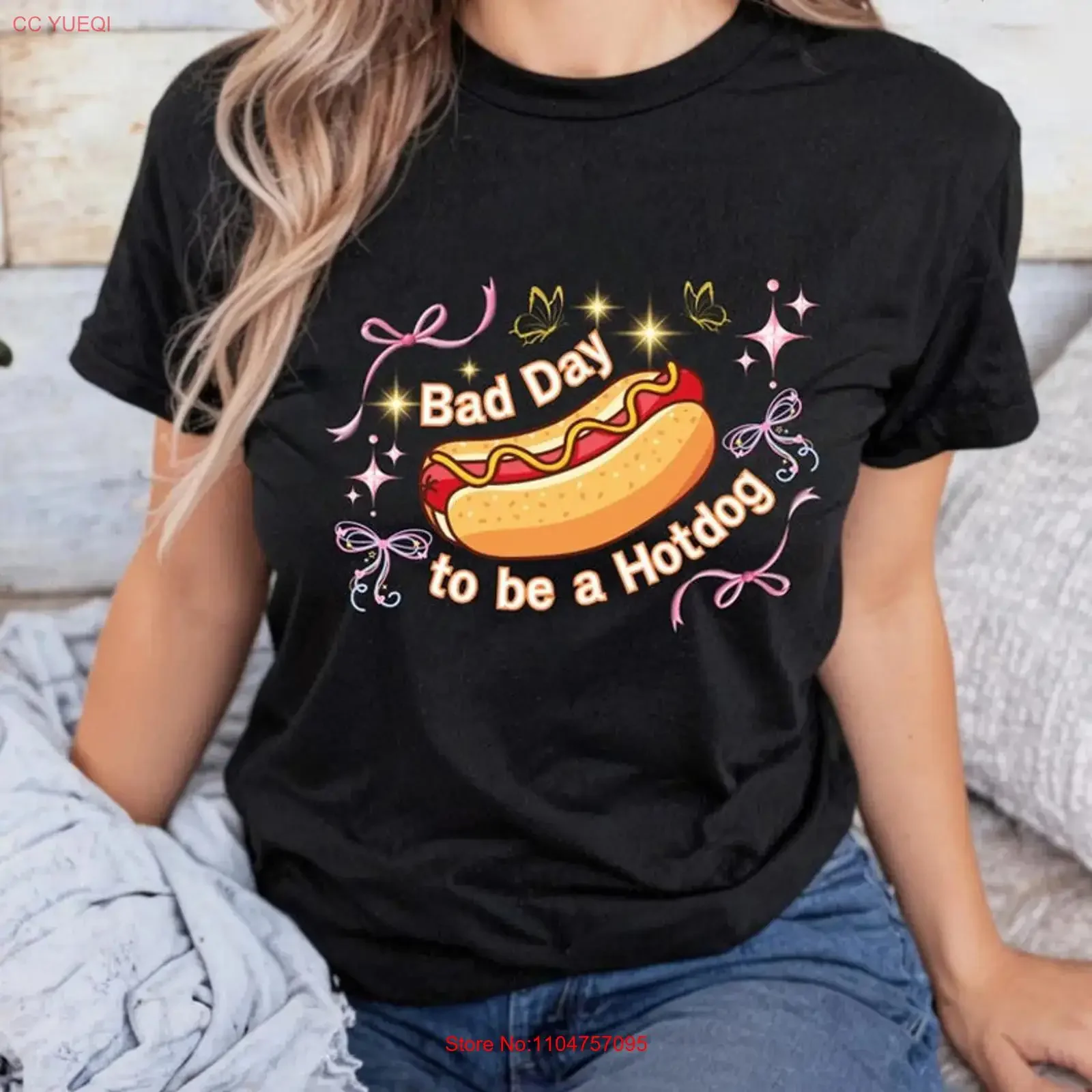 Funny Bad Day To Be A Hotdog Black T Shirt vintage Washed Comfortable Unisex graphic Versatile Top For Everyday Wear Breathable