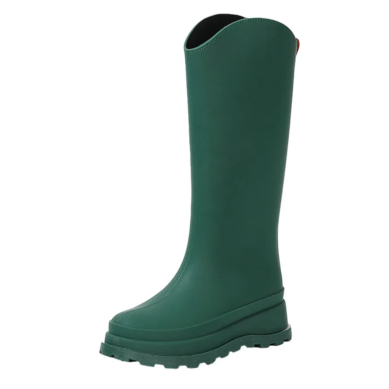 

New High Warm Rain Boots Women's Fashion Outdoor Flat Kitchen Waterproof Non-slip Long Rain Boots Rubber Soles Knee Boots