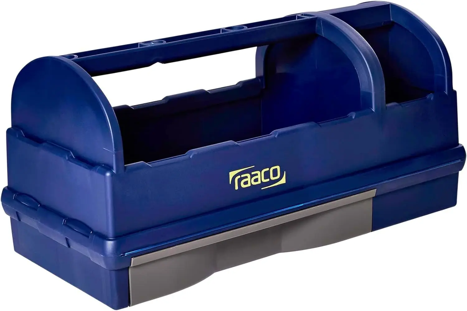 

Open Tool Box Organizer with Handle, 3 Compartments & Built-in Drawer, Plastic Polypropylene Toolbox, 55 lb Capacity, Portable