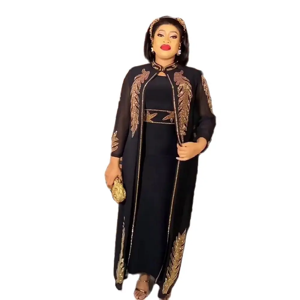 

Spring Autumn African Long Sleeve Red Black Blue White Long Dress Suit Muslim Abaya African Wedding Party Dresses for Women