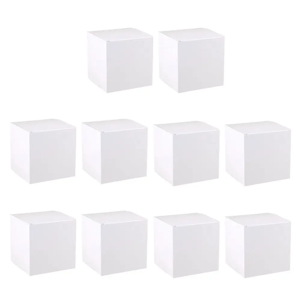 10Pcs Natural White Paper Gift Boxes 12x12x12cm Compact Lightweight Rustic Craft Boxes for Bridesmaid Gifts Mini Ornaments Soaps
