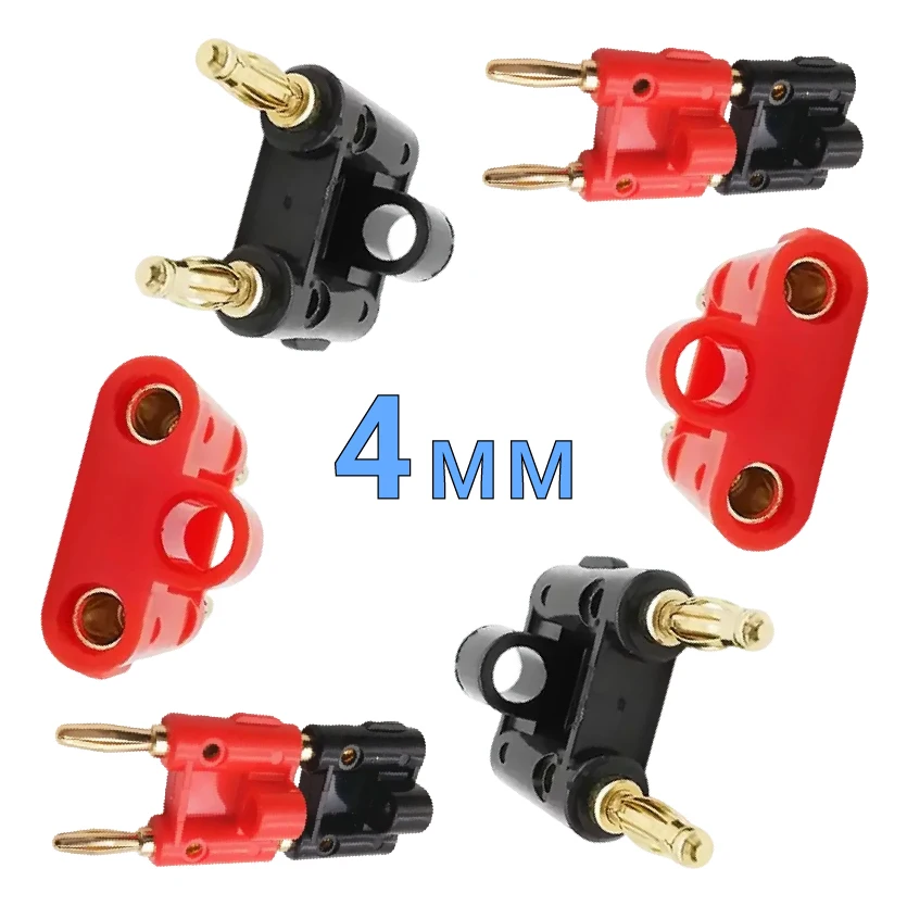 

Dual Banana Plug 4mm Double Row Stackable Connector for Bi-Wiring Speakers and Bridging Amplifier Binding Posts