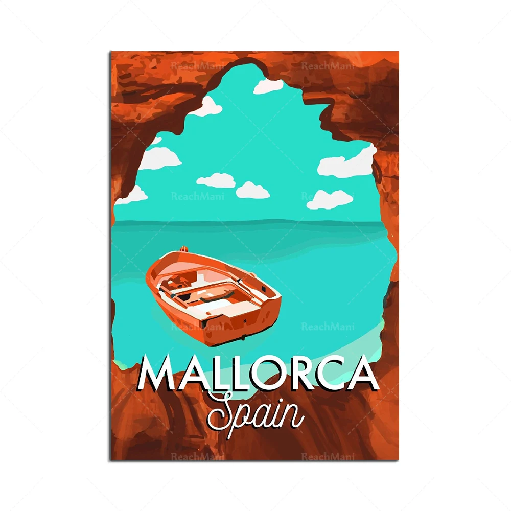 Caribbean travel posters for New York, UK, Mallorca, Florida, Mauritius, Taiwan, Budapest, Maldives, Dubai, Berlin, Barbados