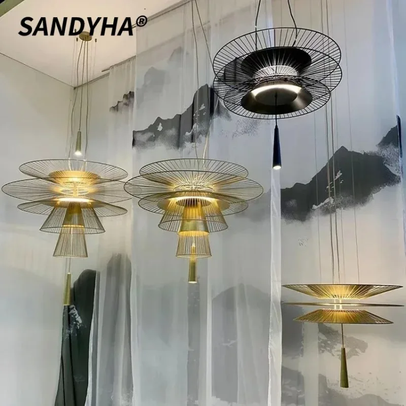 

SANDYHA Trend LED Chandelier Metal Cord Pendant Light for Living Dining Room Decor Home Hanging Lamp Para Sala De Jantar Salon