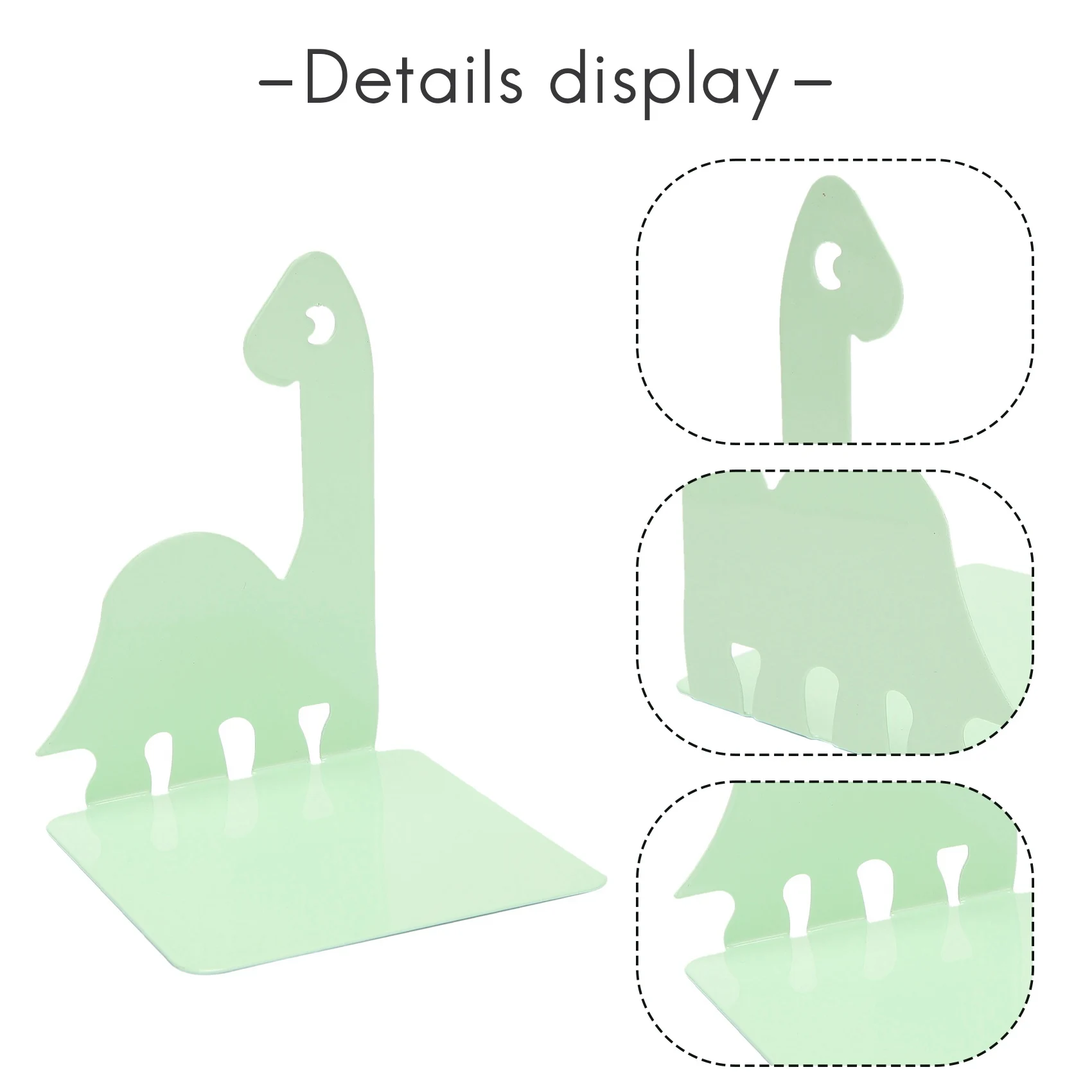 Estantería de dinosaurio de dibujos animados, caja de almacenamiento de libros de Metal antideslizante, soporte para revistas, escuela, oficina, verde claro, 1 par