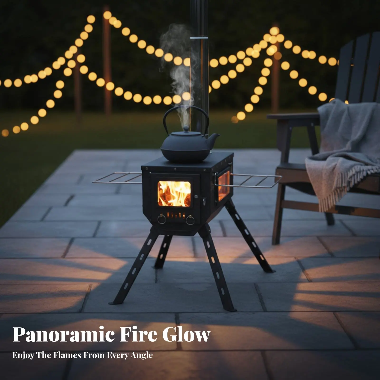 

Палатка для кемпинга с трехсторонним входом, портативный камин, для наружного и внутреннего обогрева, многофункциональный обогреватель