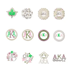 10pcs AKA Sorority Brooches with Rhinestons for Women High Grade Fashion Pins Coat Accessories Jewelry Gifts BH020-BH031