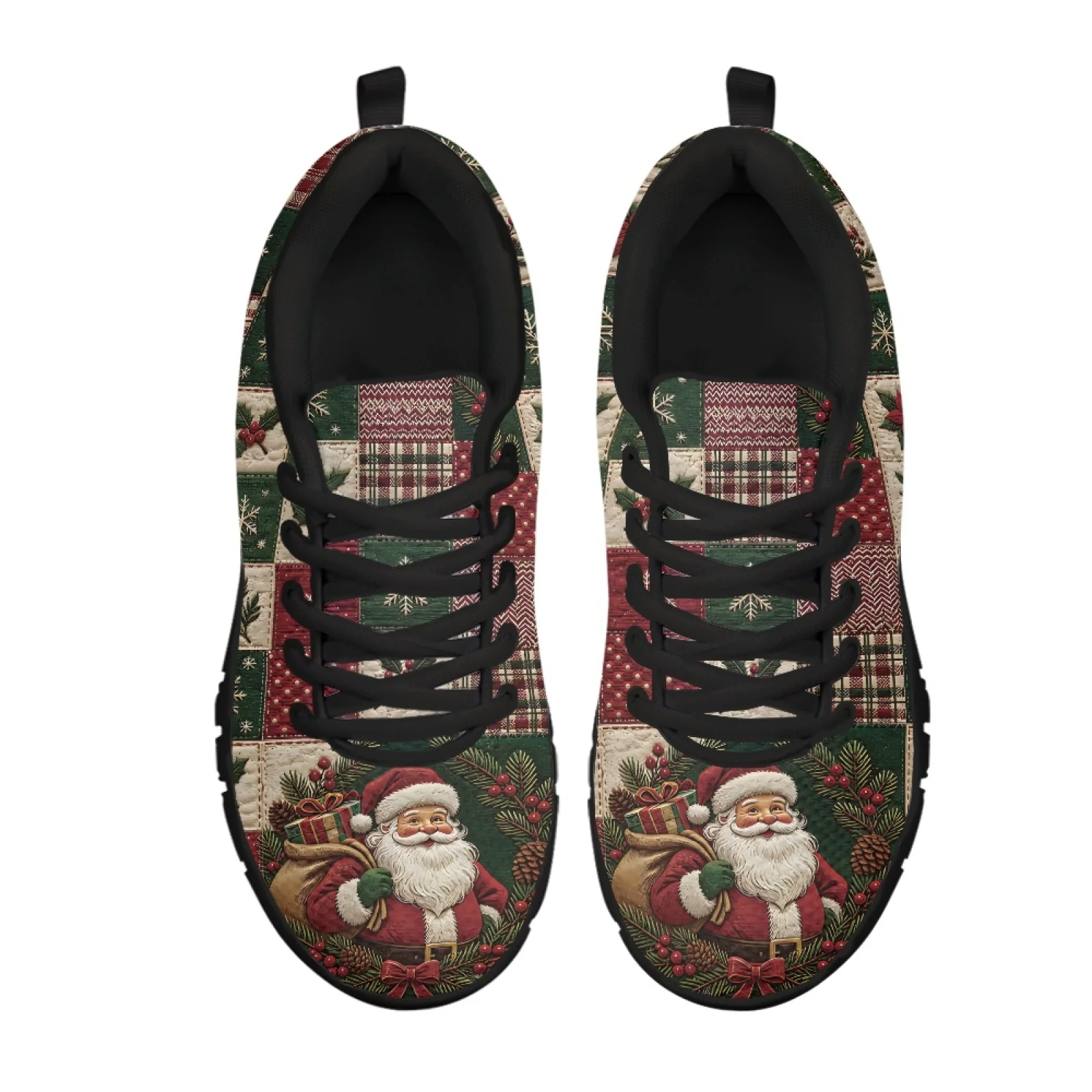 Coloranimal Santa Patchwork Women Cushioned Jogging Shoes for Long Standing Casual Mens Athletic Sneakers Footwear for Outdoor