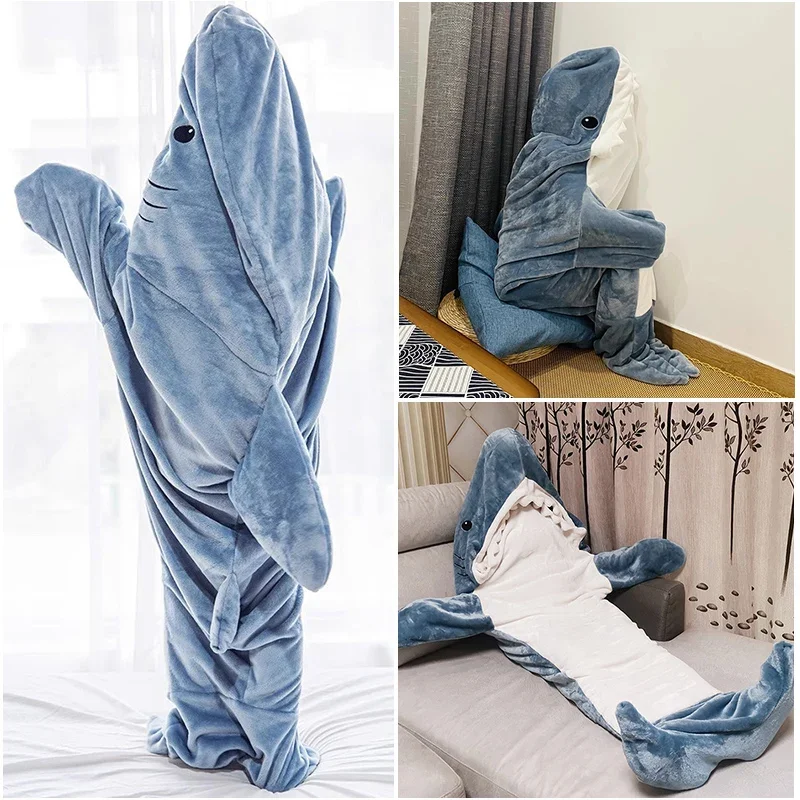 

Cartoon Shark Blanket Sleeping Bag Pajamas Office Shark Sleeping Pajamas Child Adult Plush Hoodie Sharks Cosplay Costume Clothes