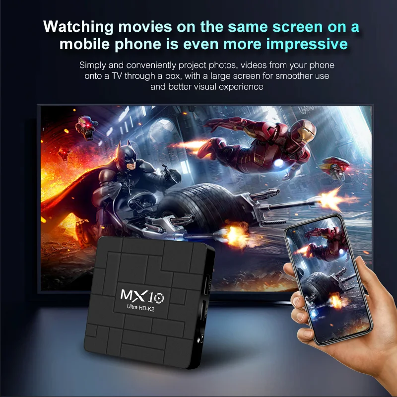 Android TV Box Android 13 MX10 K2 Allwinner H313 Corte-A53 1,5 GB 8 GB Wi-Fi integrato 2.4G/5G + BT4.0 Smart Home Theater