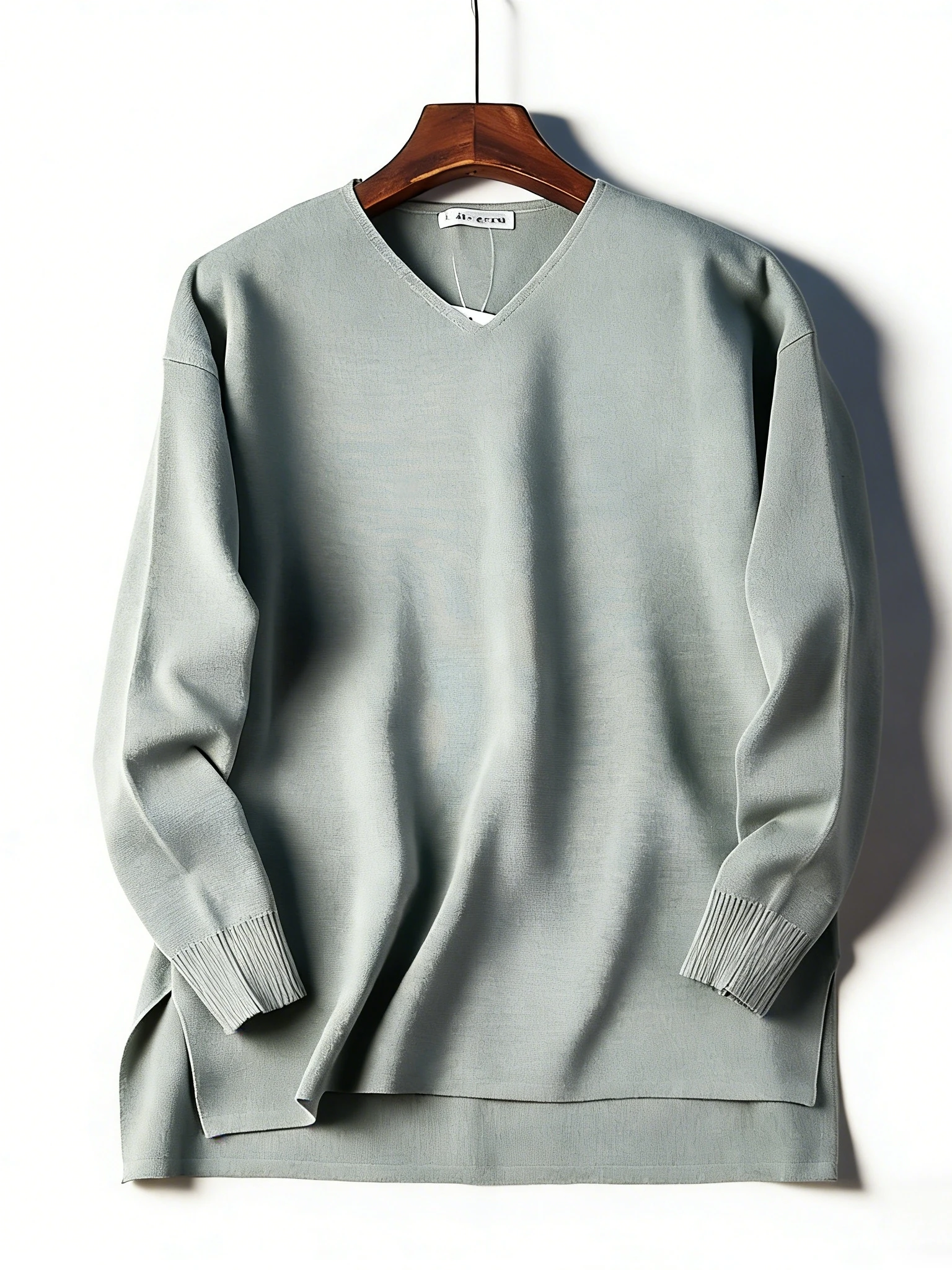 plus Size Women's V-Neck Pullover Knitwear Loose Fit Minimalist Style Spring Autumn Versatile Top for Full Figured Ladies