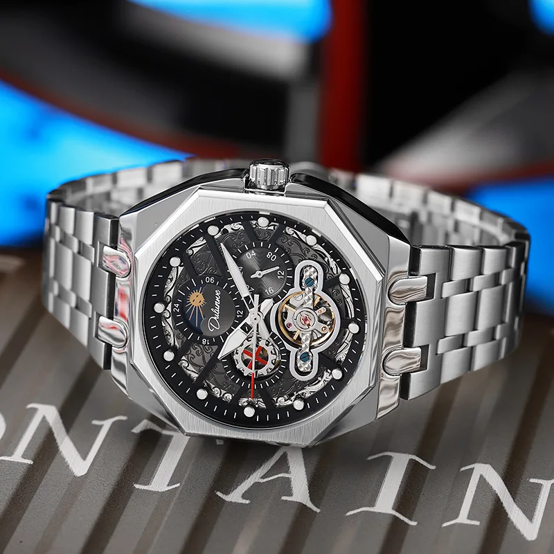 

Men's Hollow out Automatic Mechanical Watch Waterproof Luminescent Hands And Markers Water Resistant Wristwatch