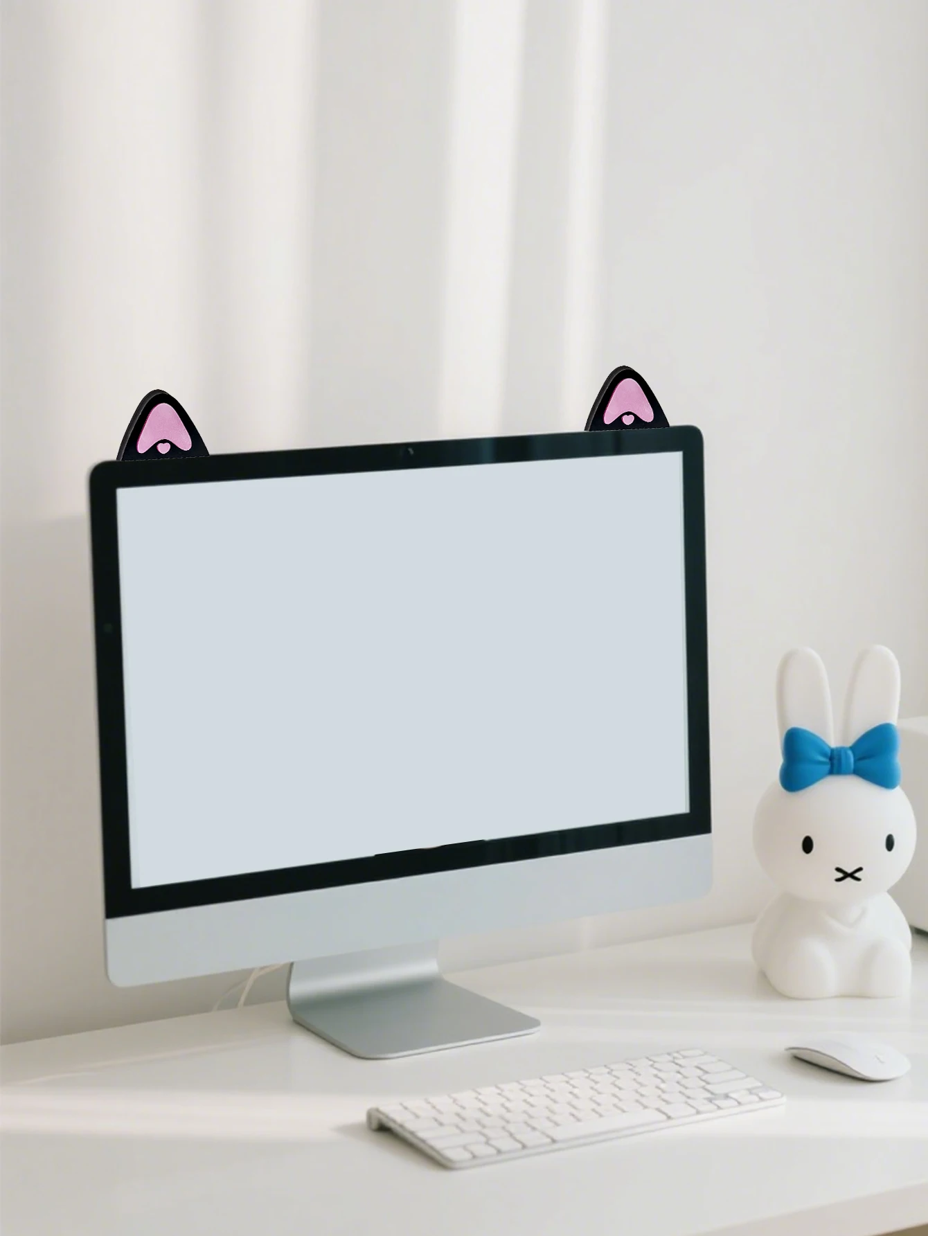 Niedliche Computer-Monitor-Dekoration, rosa Schleife, Katzenohrform, Ornamente, Kawaii-Desktop-Dekoration für PC, Laptop, Zimmer, Schreibtisch, Dekoration, Mädchen-Geschenk – Detail 28