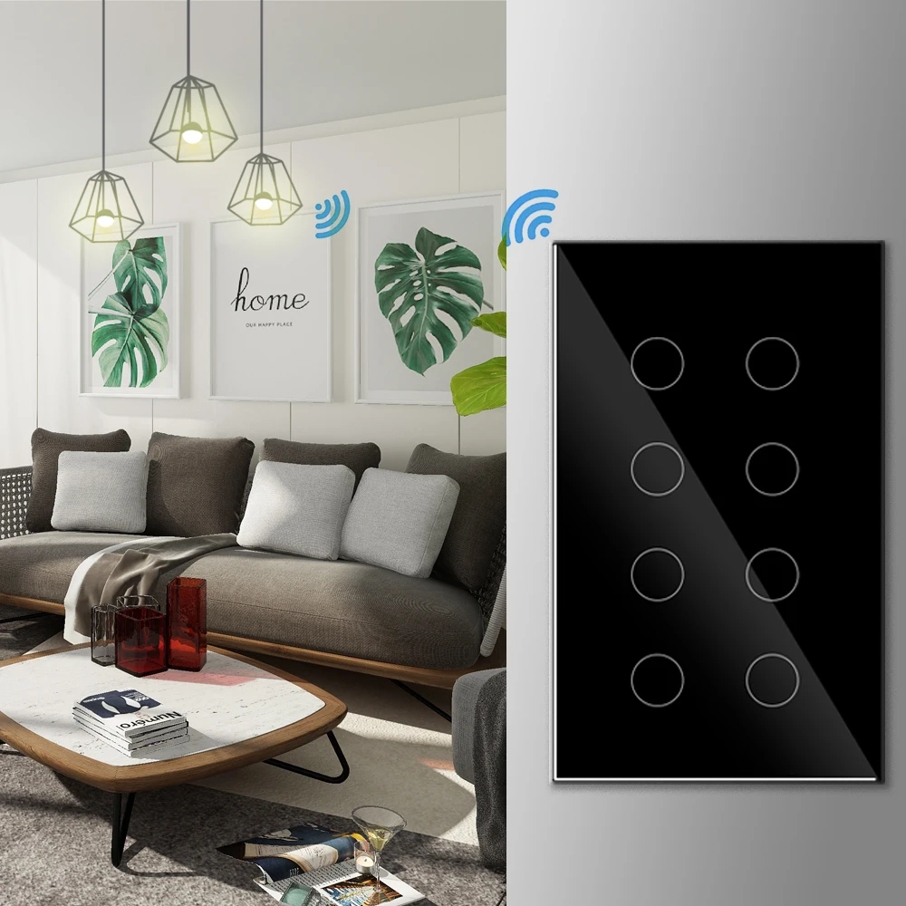 Imagem -03 - Interruptor Inteligente Touch Wall Light Painel de Vidro do Interruptor Wi-fi Compatível com Alexa Google Home Tuya App Smartlife 10 Gang 147x86 mm