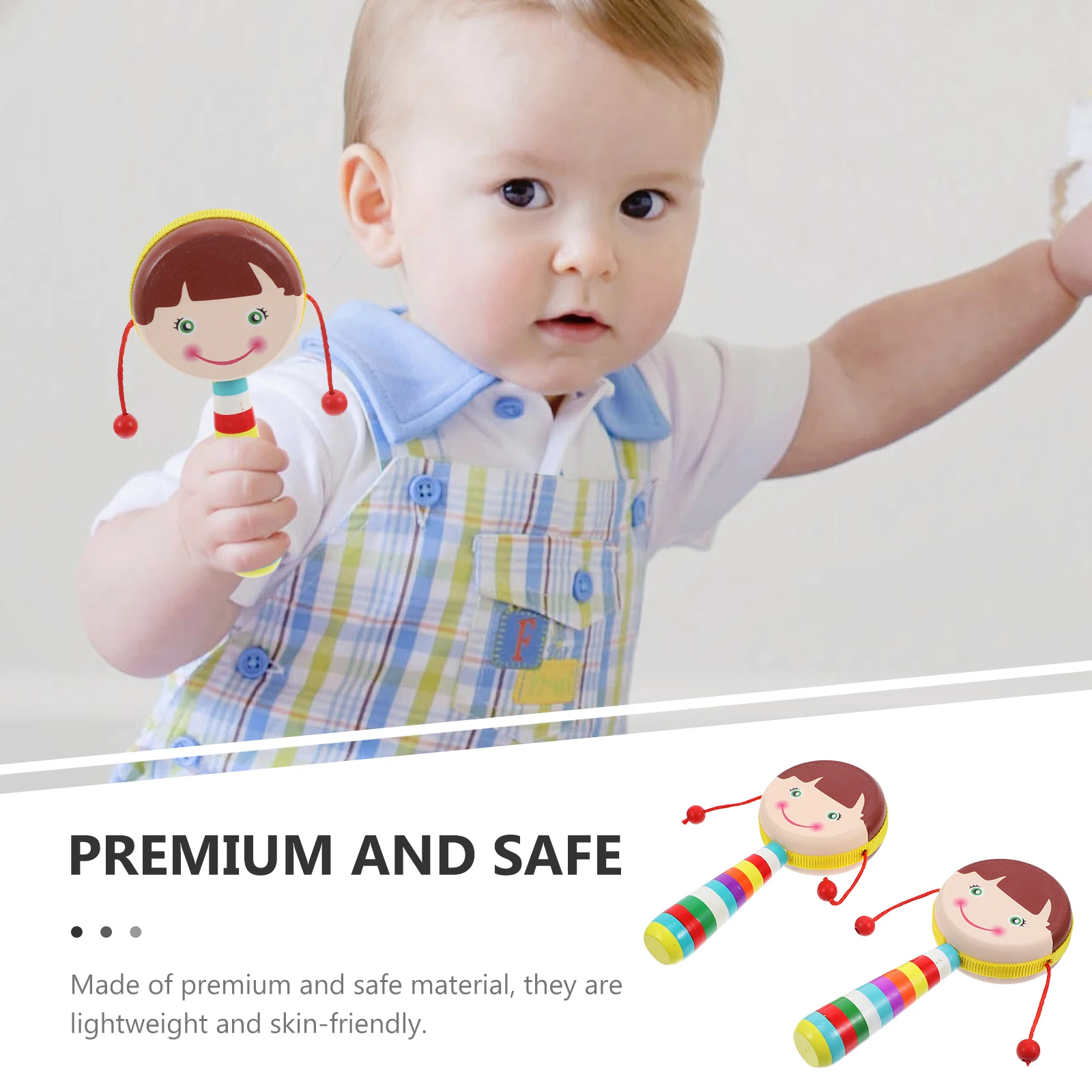 2 uds sonajero de madera tambor juguetes musicales para bebé coctelera cuna para recién nacido colgante sonajeros musicales de mano para niños