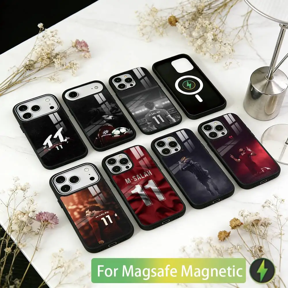

Football M-Mohamed S-Salah 11 Phone Case For iPhone17,16,15,14,13,12,11 Plus,Pro Magnetic with Magsafe Wireless Charging