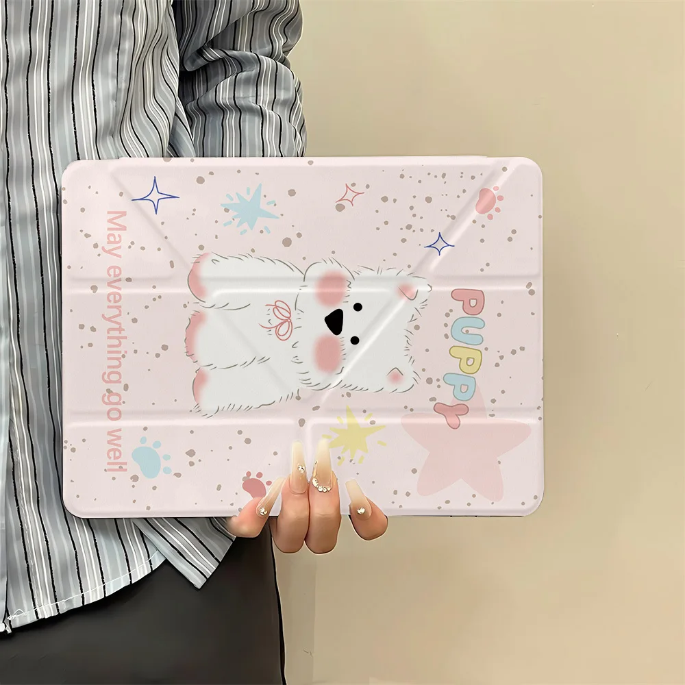 Y-Fold Edge Case for iPad Pro 11 (2021/2022) Mini 6 8.3" High Clarity with Pencil Holder Cute Blush West Highland White Terrier