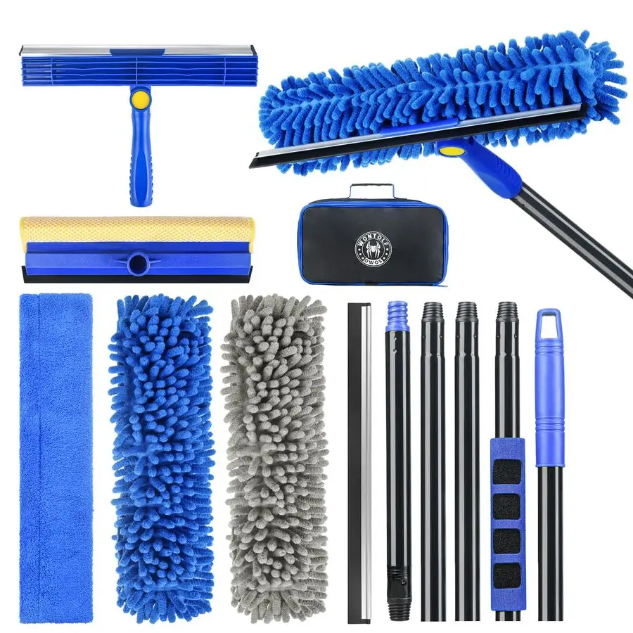 

Набор для мытья окон 4-в-1: скребок для окон 79 с удлинительной ручкой, вращающаяся насадка, сумка для хранения