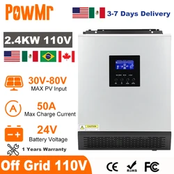 ๋ฏธ๊ตญ MX ์ฐฝ๊ณ PowMr 2400W ํ์ด๋ธ๋ฆฌ๋ ํ์๊ด ์ธ๋ฒํฐ 24V 110V ์์ ์ฌ์ธํ ์คํ ๊ทธ๋ฆฌ๋ ์ธ๋ฒํฐ, PWM 50A ํ์๊ด ์ถฉ์ ์ปจํธ๋กค๋ฌ ํฌํจ