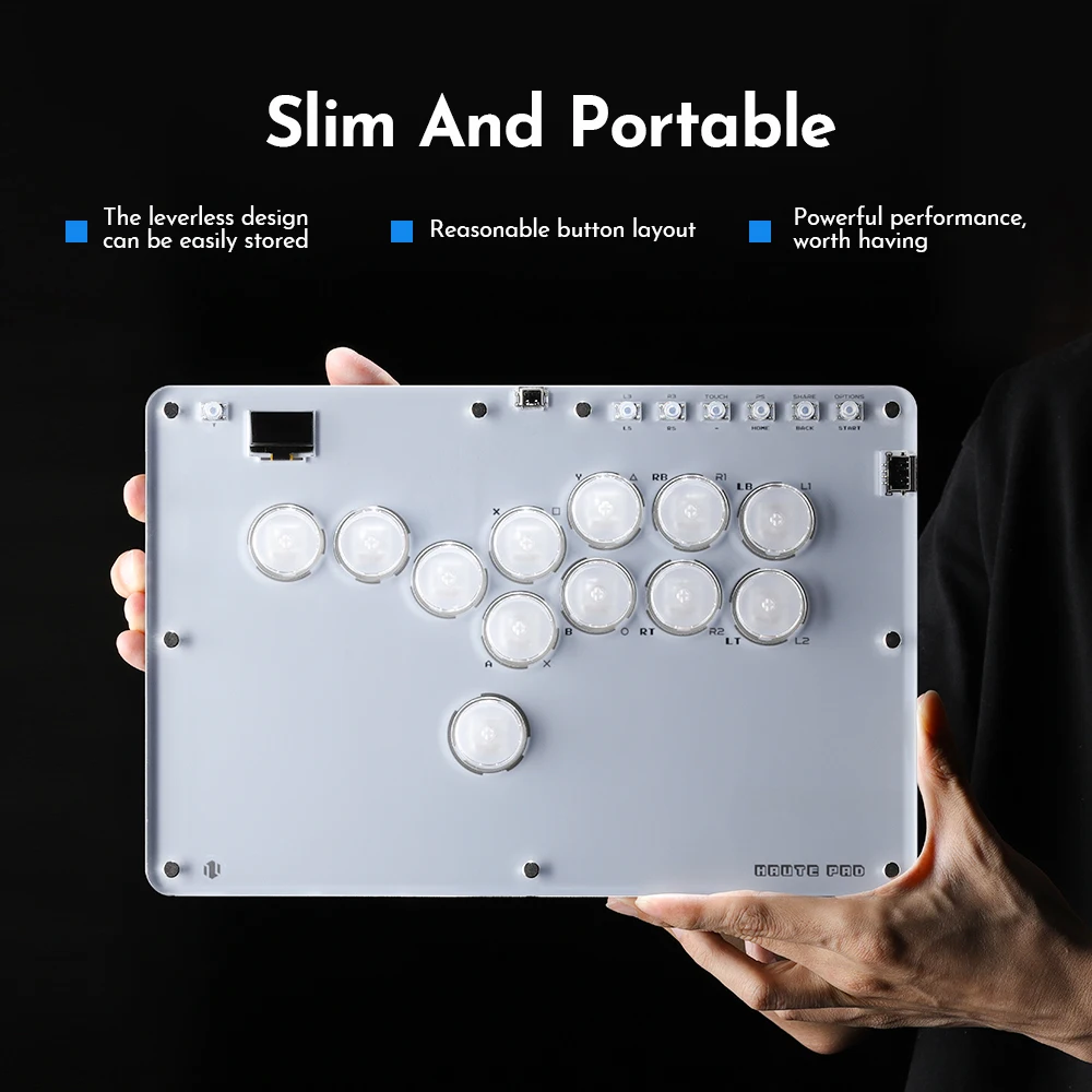 Haute42 Crystal Arcade Joystick Hitbox Leverless Controller Controle Arcade For PC/Ps4 /PS5/Switch Fighting stick Controller