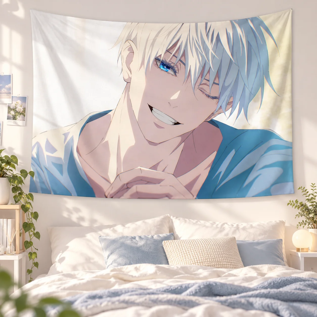 G-Gojo S-Satoru J-Jujutsu K-Kaisen Anime Tapestry Wall Hanging Aesthetic Dorm Bedroom Home Decor Manga Art Tapestries