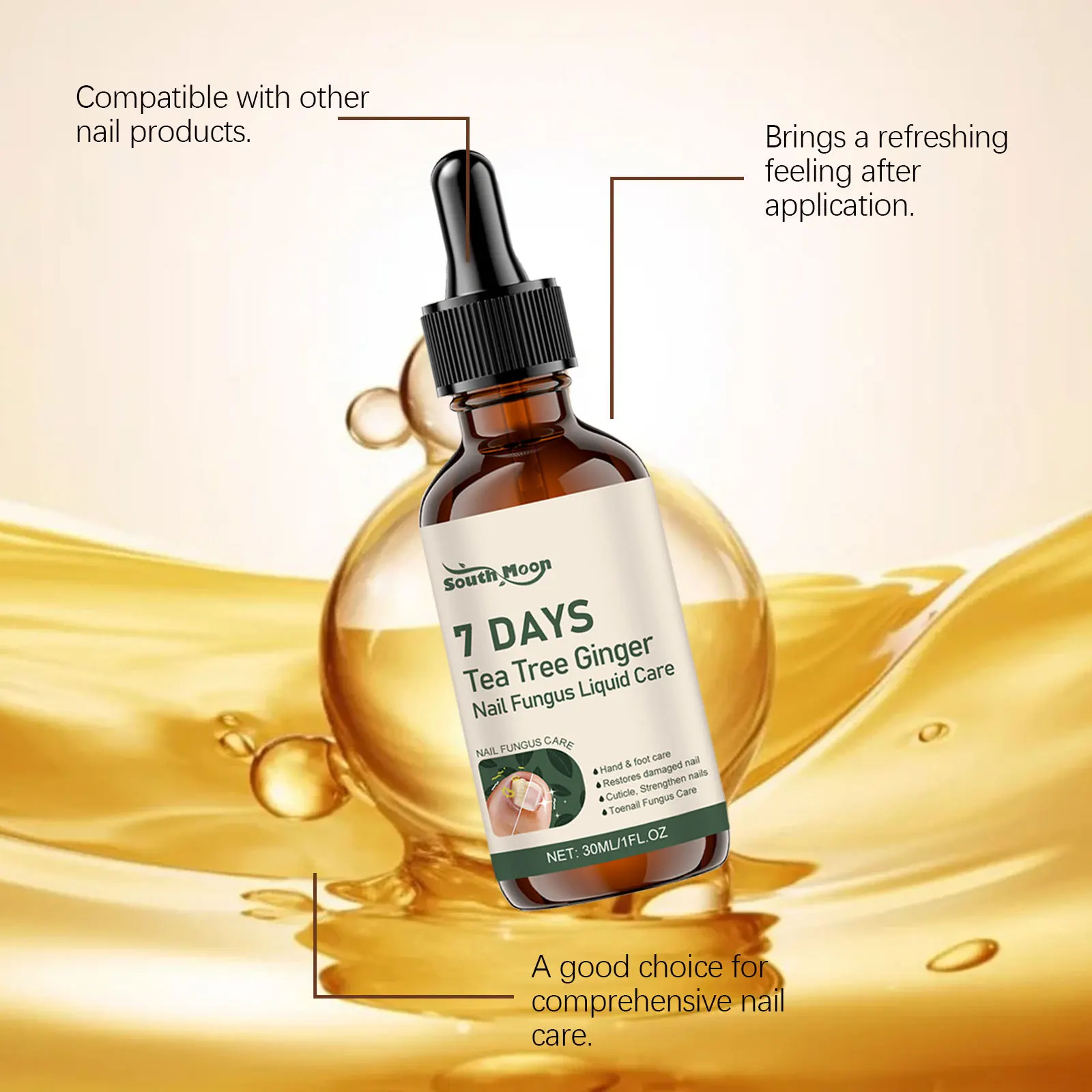 علاج فطريات الأظافر السائل إصلاح القدم التالفة تعزيز بشرة مغذية شجرة الشاي الزنجبيل مكافحة العدوى حل العناية بالأظافر