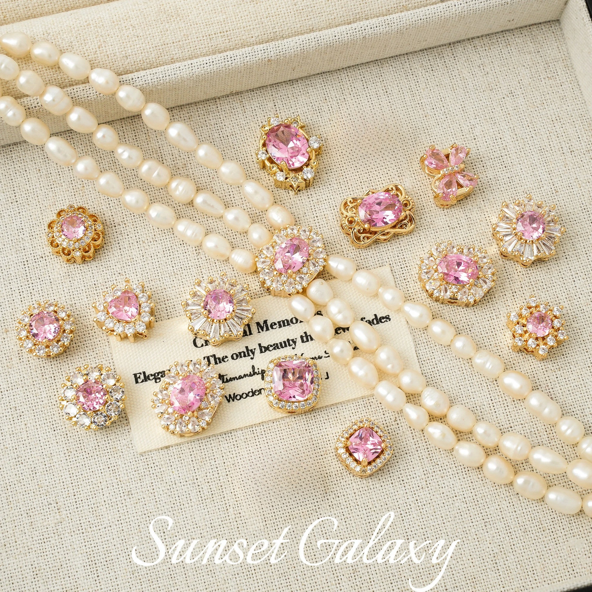 

18k Pink Zirconium Star Bead Spacer Handmade DIY Beaded Crystal Bracelet Bracelet Jewelry Accessories Material