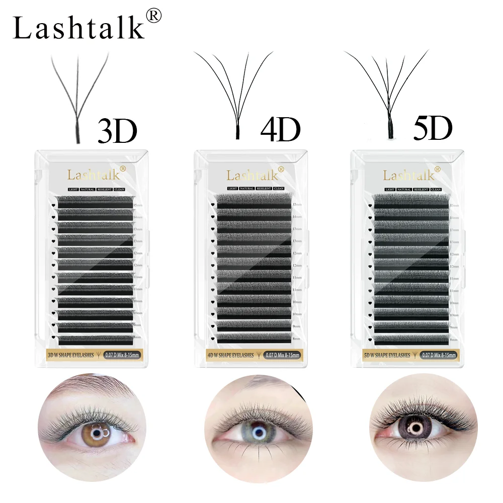 

Lashtalk 3D4D5D W Shape Mix8-12/8-15mm C/D Curl Bloom Auto Flowering Premade Fans Eyelash Extensions Natural Soft From Nagaraku