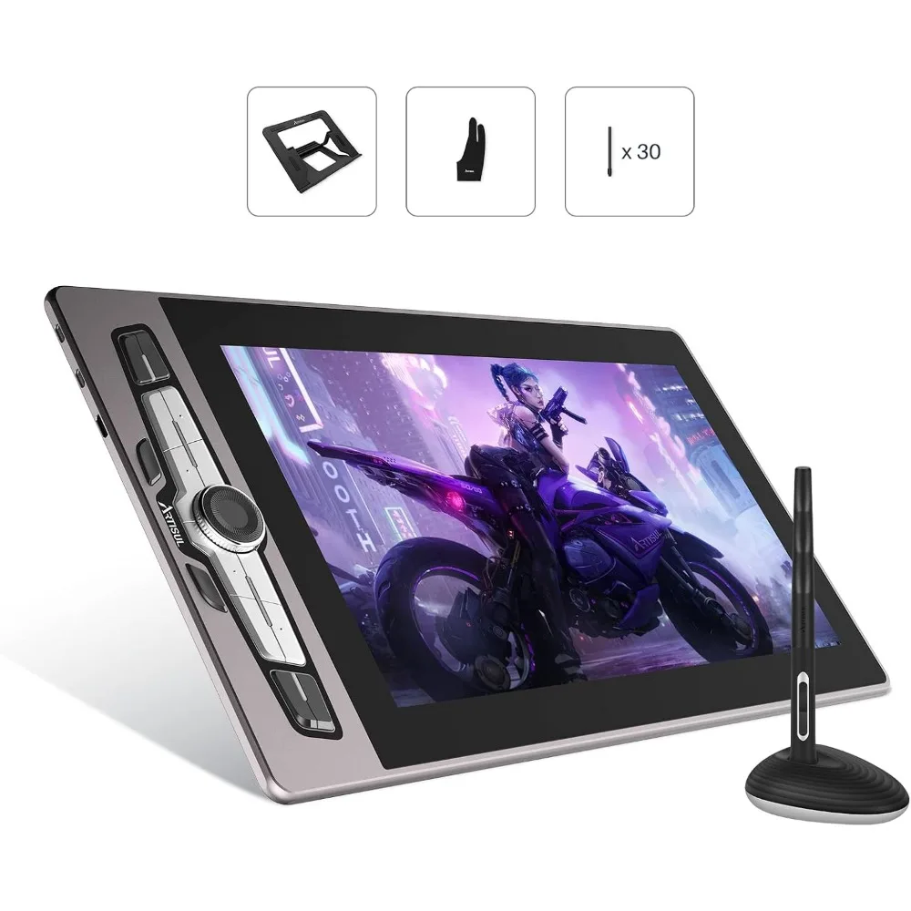 15.6" Drawing Tablet, 128% sRGB, 14 Hot Keys, 9mm Slim, Full-Laminated, 8192 Pressure, Multi-OS Compatible