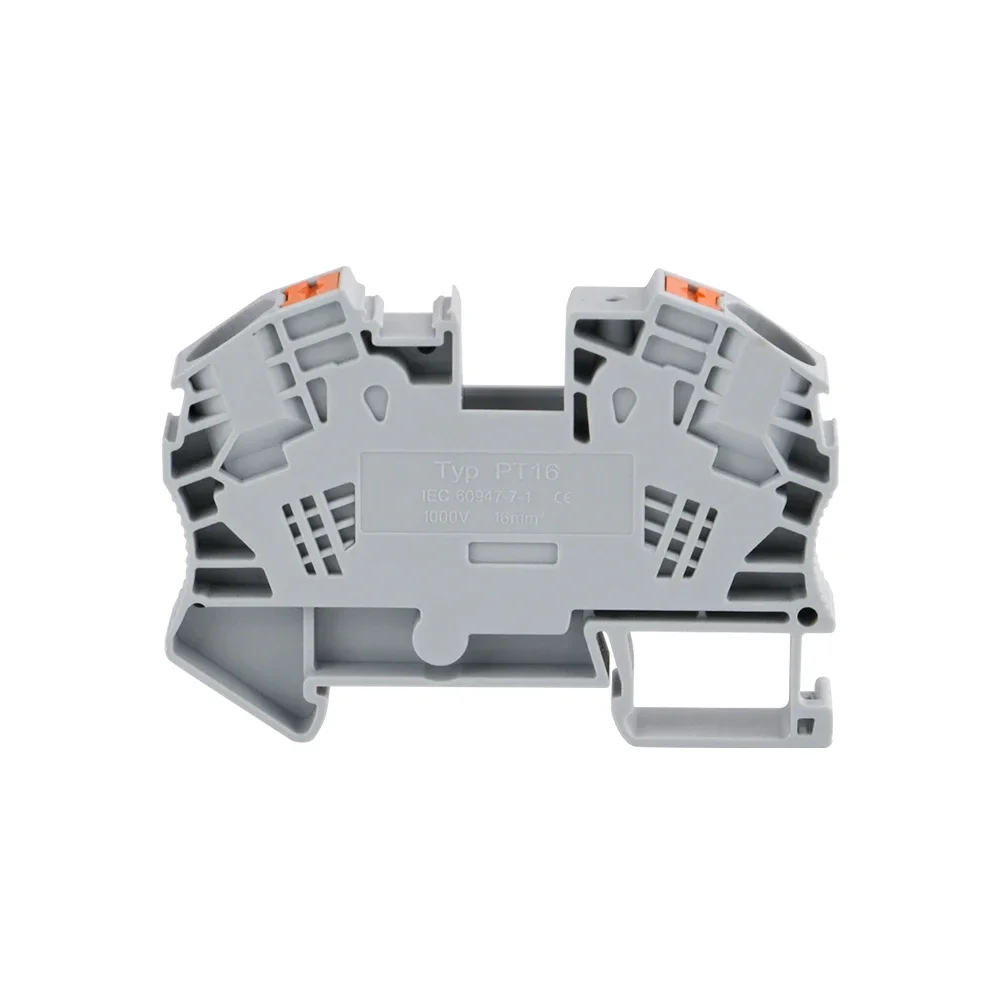 1Pc PT-16 Din Rail Terminal Block Conductor Wire Connector Push-In Spring Screwless Feed-Through Terminal Block PT16