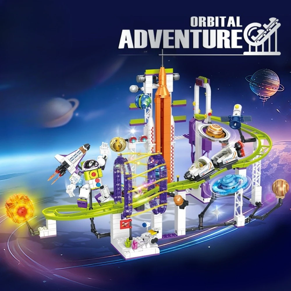 MOC New Universe Space Roller Coaster Building Blocks Set Track Adventure Space Shuttle Toys For Adults Birthday Holiday Gifts