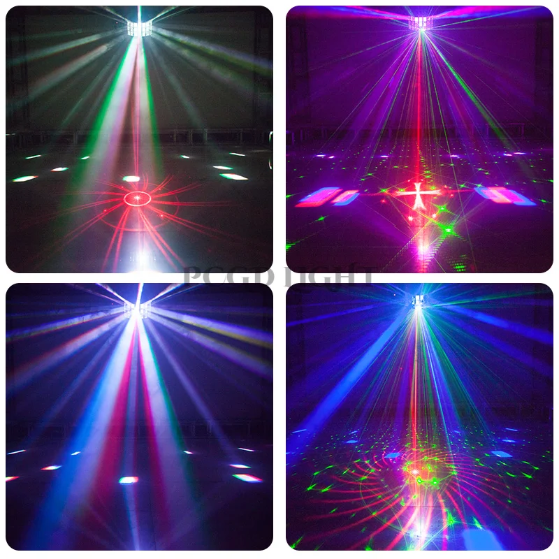 Three Layer Butterfly LED Laser Beam Projector Music Dj Equipment Mood Magic Sound Control Club Lights for Stage Party Hot Sale