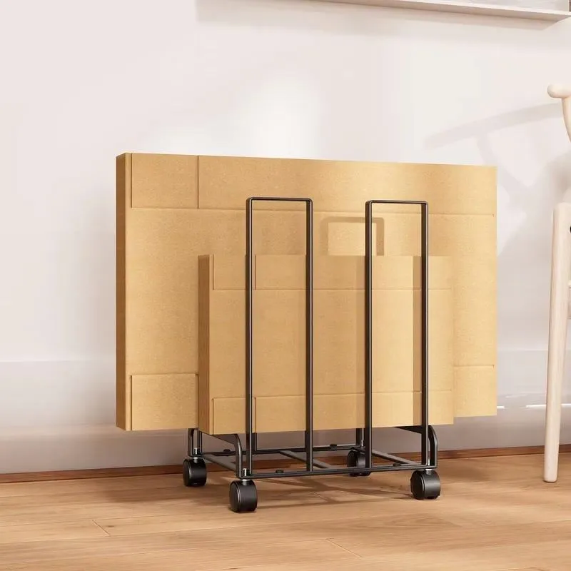 Style Wheeled Mobile Trolley Cardboard Box Storage Rack Sundries Cart Household