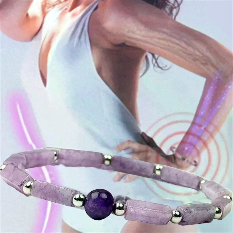 Natural Amethyst Body-purify Slimming Bracelet Stone Energy Bracelets for Women Fatigue Relief Yoga