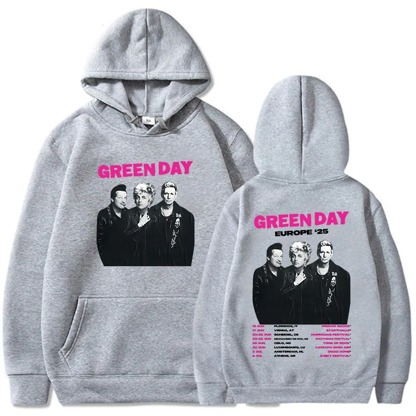 Band Green Day Europe '25 Hoodies Hip Hop Fashion Unisex Streetwear Hooded Long Sleeve Men/Women Sudaderas Hombre Heavy Mental