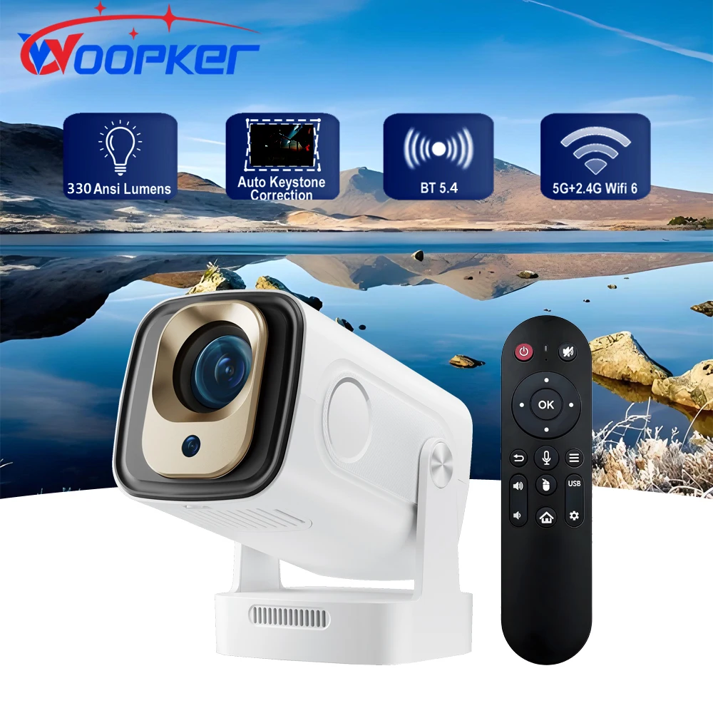 

Woopker HY260 Pro Projector Autofocus 4K Android 11 Native 1080P 330ANSI Dual Wifi Air Mouse Voice Control Mini Projector 2025