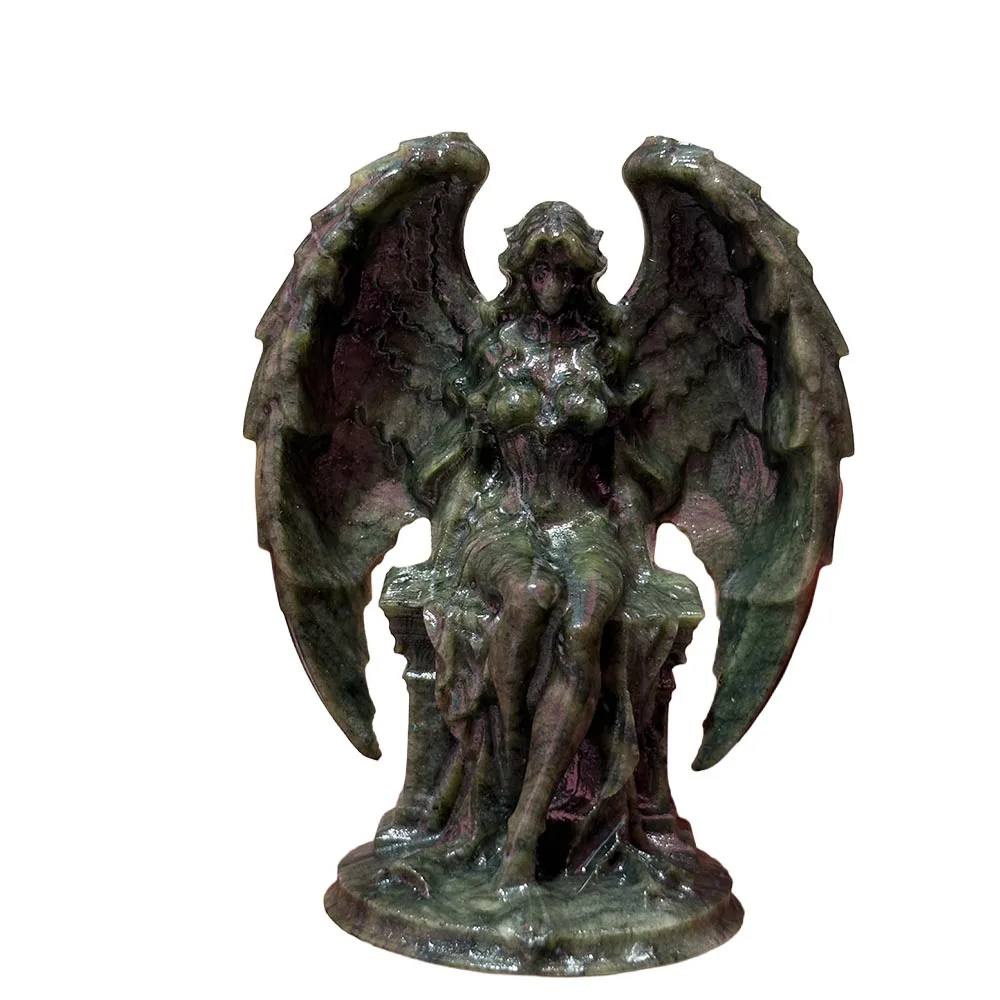 10cm Xiu Jade Sitting Angel Statue Handcrafted Crystal Figurine Reiki Healing Stone Spiritual Home Decor Gift