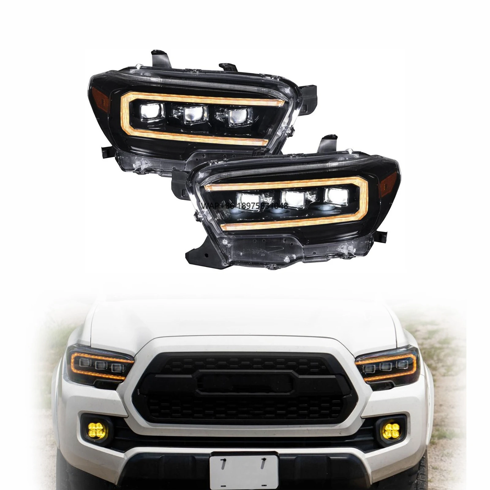 LED Clear Headlight Assembly for 2016-2023 Front Lamps DRL with Driver and Passenger Side with Bulbs