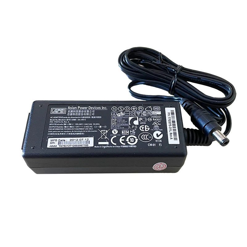 Genuine APD AC Adapter 12V 2.5A 30W DA-30E12 DA-48Q12 770375-31L Charger for DELL WYSE E03 SERIES NAS SYNOLOGY Power Supply