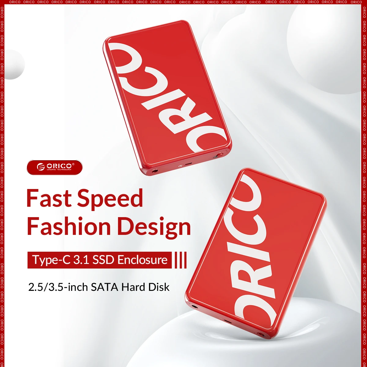 ORICO 3.5" HDD Case 6Gbps USB 3.1 Type-C To SATA 3.0 HDD Enclosure UASP Protocol Auto-Sleep Mode Supported Windows/Linux/Mac OS