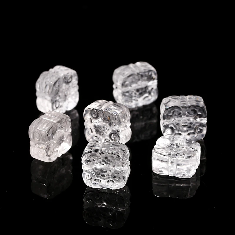 1 PC Natural Stone Rock Quartz Flower Carved Square Shape Bead Crystal Charms For Jewelry Making Diy Necklace Bracelet Accessory