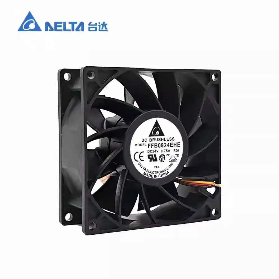 Ventilateur axial de refroidissement pour armoire de serveur Delta FFB0924EHE DC 24V 0.75A 9238 92x92x38mm à 3 broches haute vitesse
