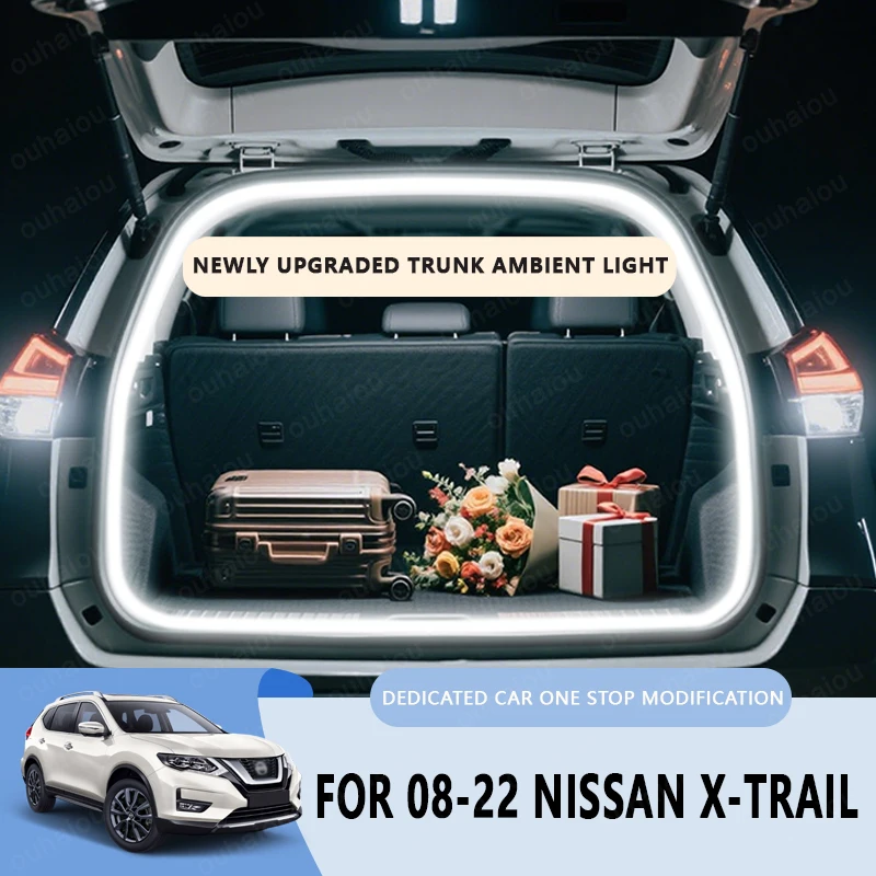 

FOR 08-22 NISSAN X-TRAIL trunk light modification light Atmosphere lights White warm white Rear Trunk LED Light Bar