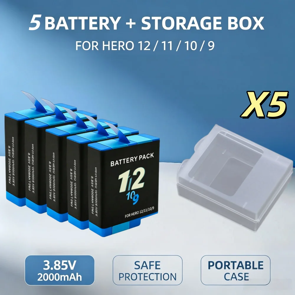 1-10PCS Battery for  GoPro Hero 10 +LCD 3-Slots Charger with Type-C Port for GoPro Hero 9 Go Pro 10 Hero 11 12 Sport Cameras