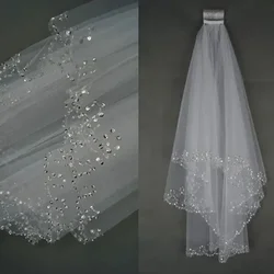 Wholesale Beading Short Wedding Veils White Ivory Boda Shoulder Length Bridal Veil Velo De Novia Wedding Bride 2025