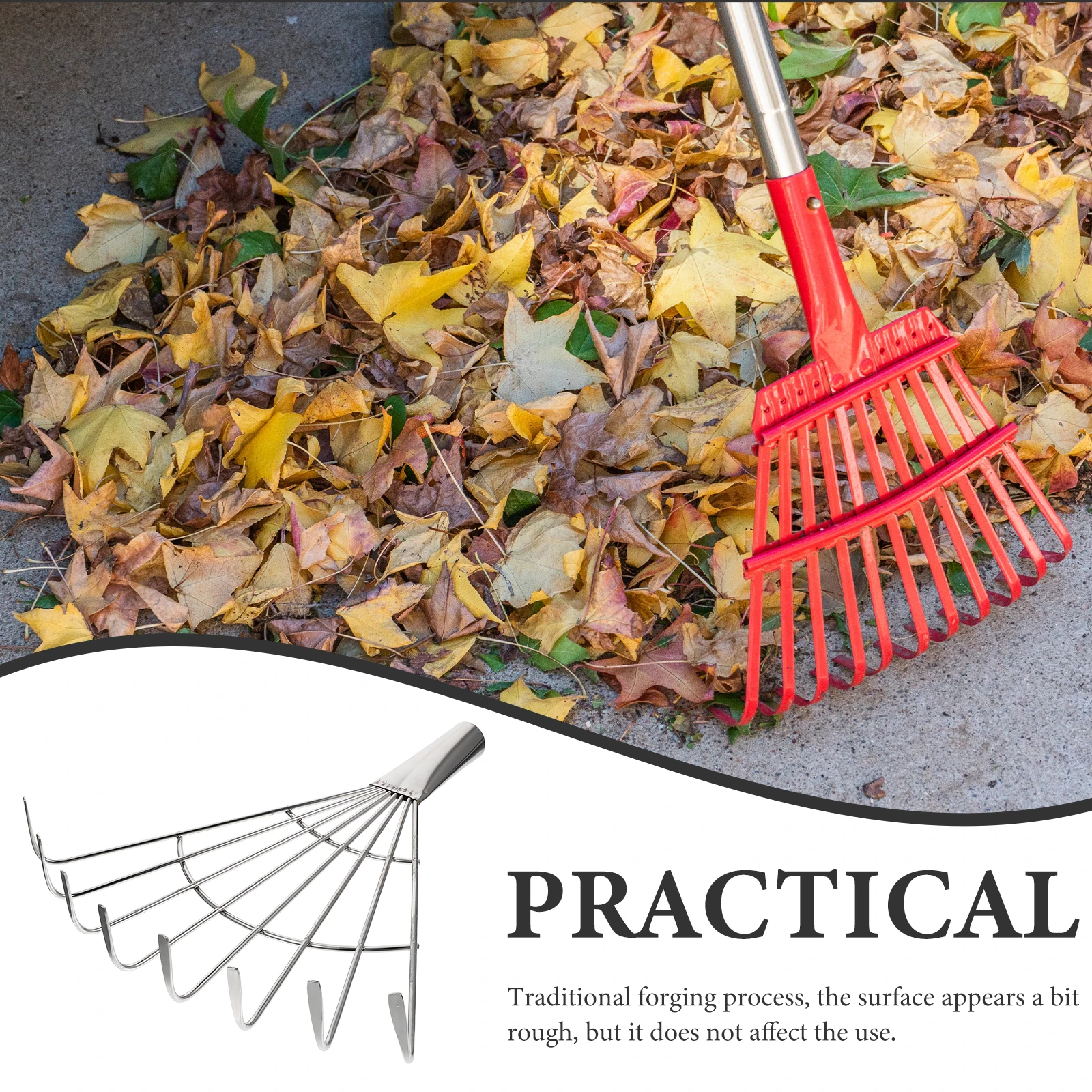 

Stainless Steel Durable Garden Rake Heavy Duty 8 Tooth Design Loosening Soil Cultivating Tool Weeding H Implement