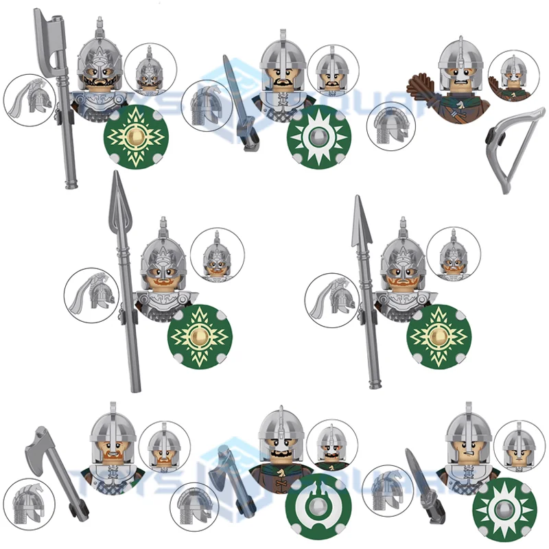 The Axe Guard Sword Infantry Spearman Archer Spear Dagger Soldier Model Blocks MOC Bricks Set Gifts Toys For Children KT1046