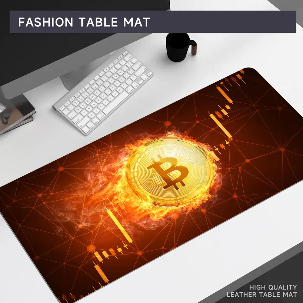 Alfombrilla de ratón Bitcoin de 80x30cm XL, tapete de escritorio para ordenador de oficina, teclado de mesa, alfombrilla de ratón grande para ordenador portátil, cojín para dormitorio