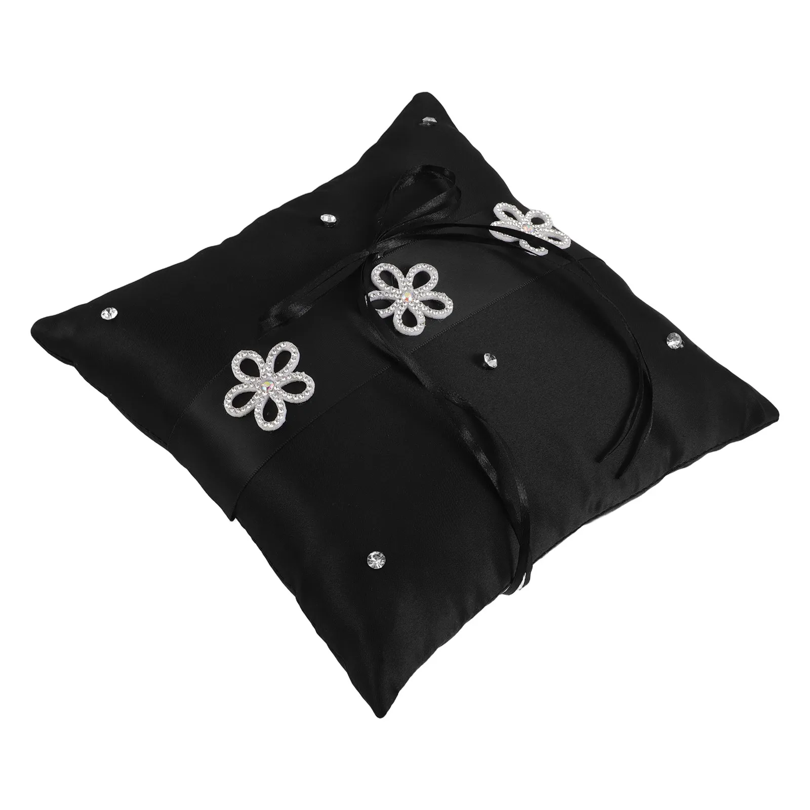 Black Fabric Ring Pillow Vintage Lace Wedding Rings Bearer Cushion Ceremony Kneeling Pillow Bridal Accessories Ring Display